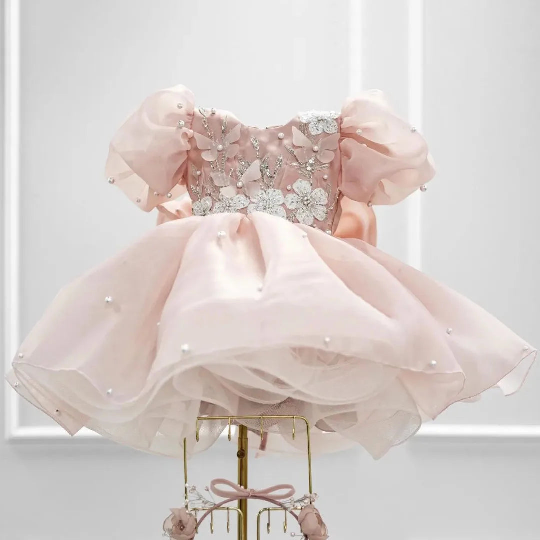 Pearls Design Tutu Flower Girl Dress for Special Occasions