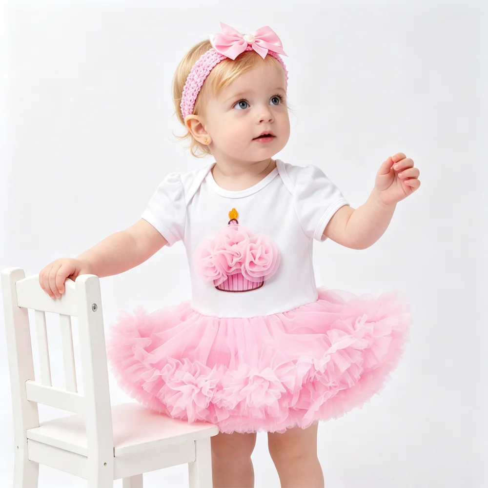 Newborn Girls White Bodysuit with Pettiskirt Tutu Outfits
