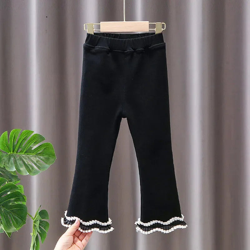 Thin Velvet Bell-bottom Design Kids Girls Winter Pants childrensterritory