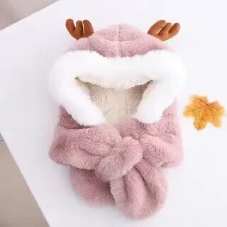 All In One Plush Windproof Deer Warm Hats for Kids childrensterritory