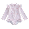 Floral Print Baby Girl Backless Long Sleeve Swimwear childrensterritory