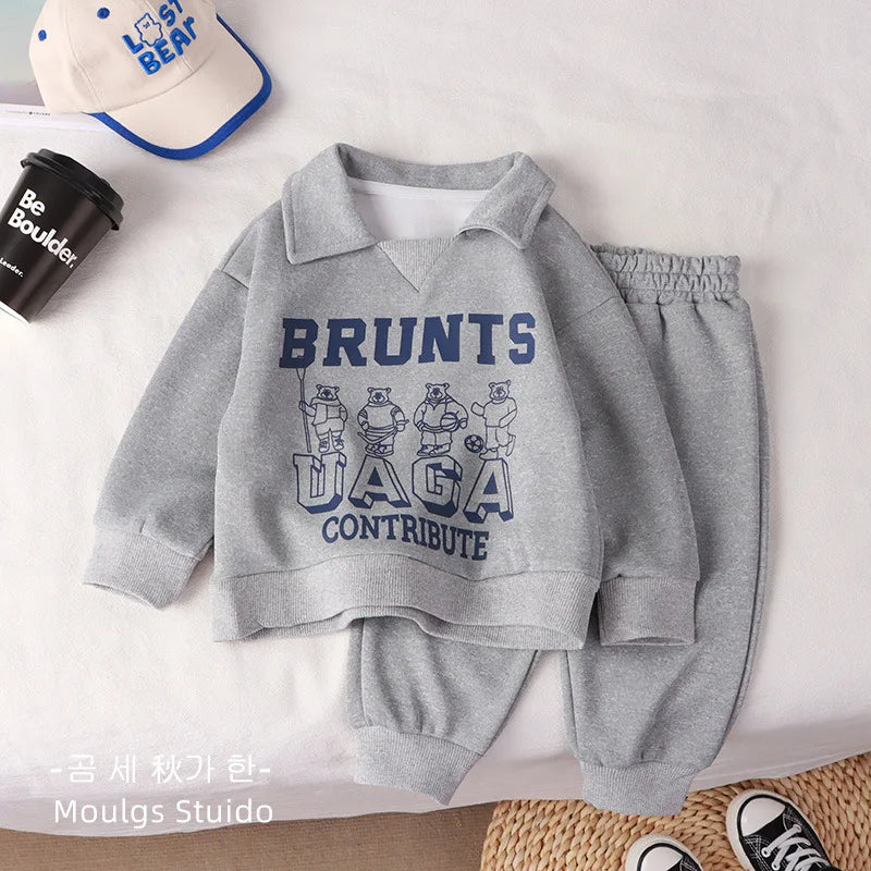 Kids' Long-Sleeved Cartoon Print Winter Tracksuit
