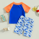 Shark Print Kids Boys Two Piece Swimwear Set