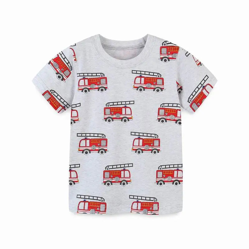 Little Boys Cartoon Excavator Pattern Cotton T-Shirts childrensterritory