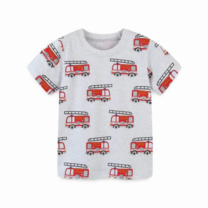 Little Boys Cartoon Excavator Pattern Cotton T-Shirts childrensterritory