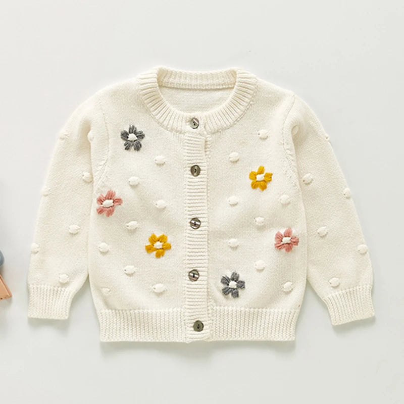 Baby Girls Handmade Floral Design Knitted Sweaters
