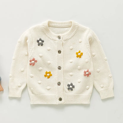 Baby Girls Handmade Floral Design Knitted Sweaters