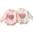 Girls Winter Colored Thread Love Design Knitted Sweater childrensterritory