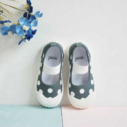 Cute Polka Dot Soft Soled Kids Canvas Indoor Sneakers childrensterritory
