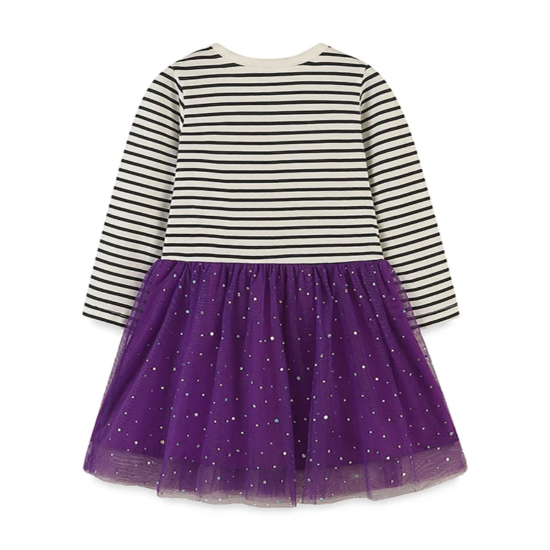 Little Girls Cartoon Design Mesh Dress for Halloween childrensterritory