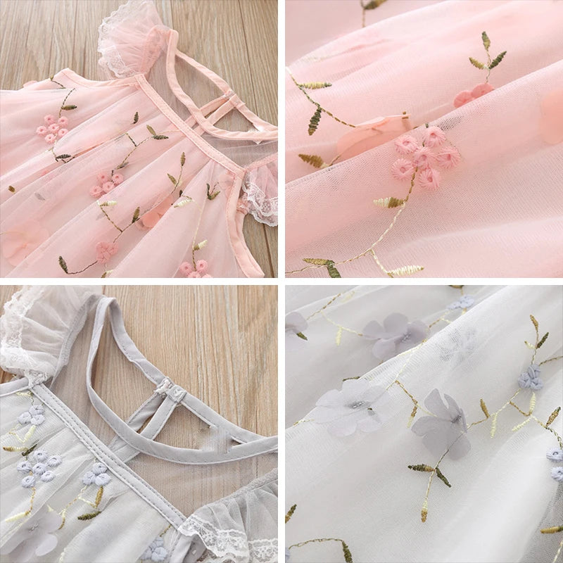 Sweet Flower Embroidery Girl Princess Dress childrensterritory