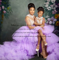Lavender Beaded Lace Tiered Mother Daughter Dresses