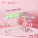 Pink L-shaped Gaming Desk with LED Lights childrensterritory