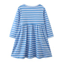 Little Girls Cartoon Unicorn Design Striped Dress