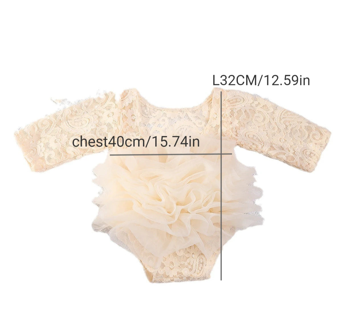 Newborn Baby Girl Lace Flower Design Photography Romper