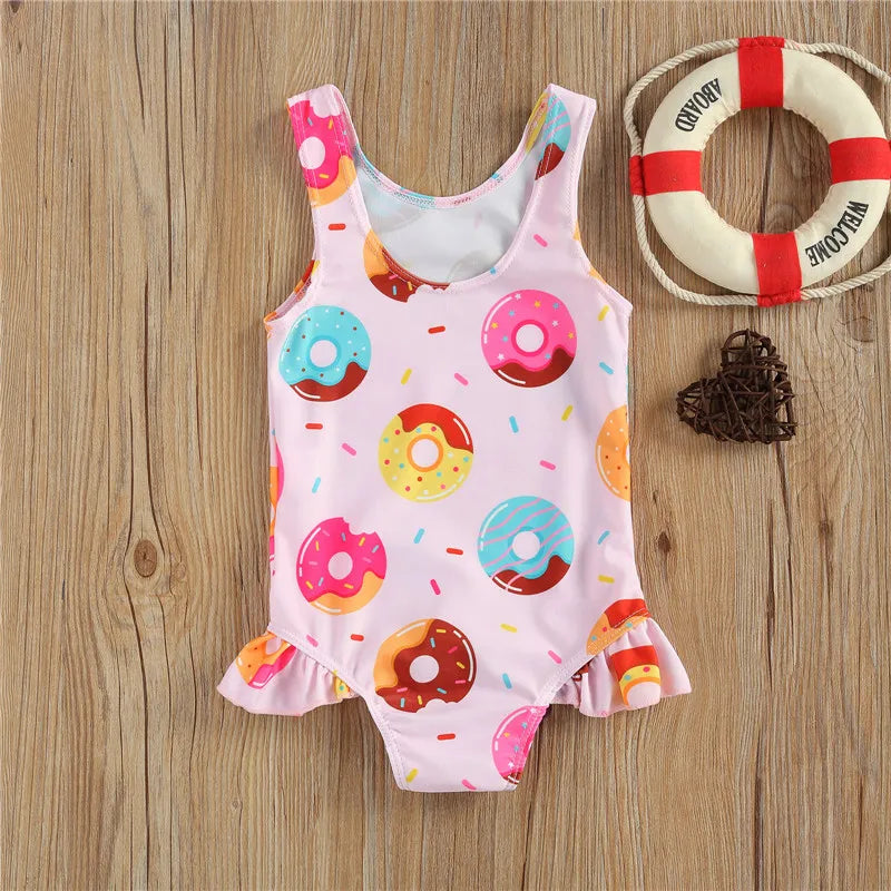 Baby Girls Soft Printed One-Two-piece Swimsuit