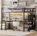 Kids' Room LED Metal Loft Bed with Desk and Stairs childrensterritory