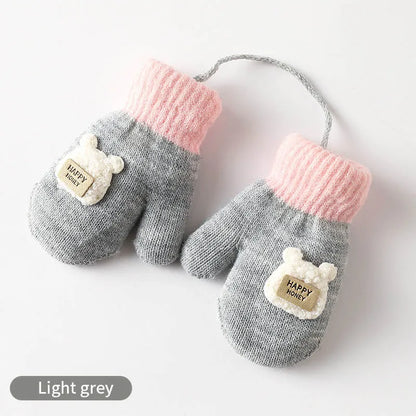 Cartoon Design Knitted Warm Gloves for Baby/Kids