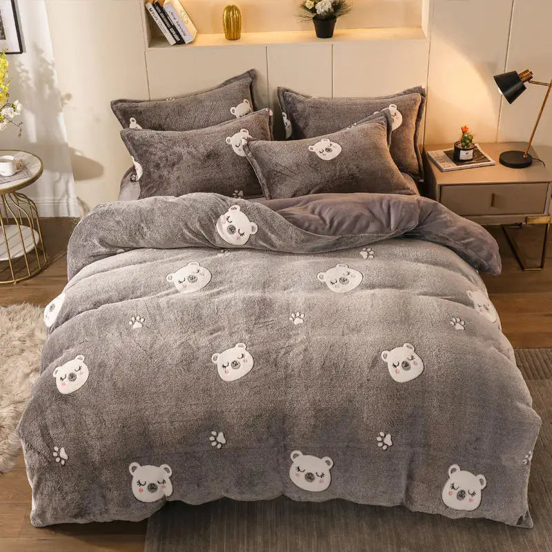 Flannel Fleece 1pc Winter Warm Duvet Cover for Kids Bed