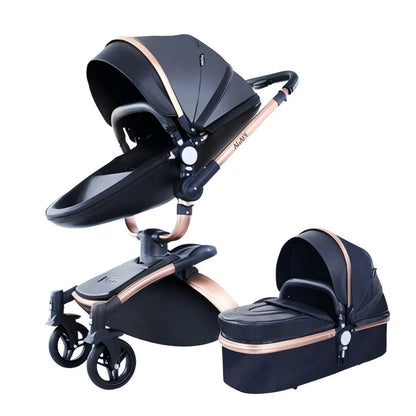 Luxury 3 IN 1 PU Leather 360-Degree Rotating Baby Stroller childrensterritory