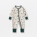 Baby Printed Bamboo Fiber Long Sleeve Zipper Sleepwear