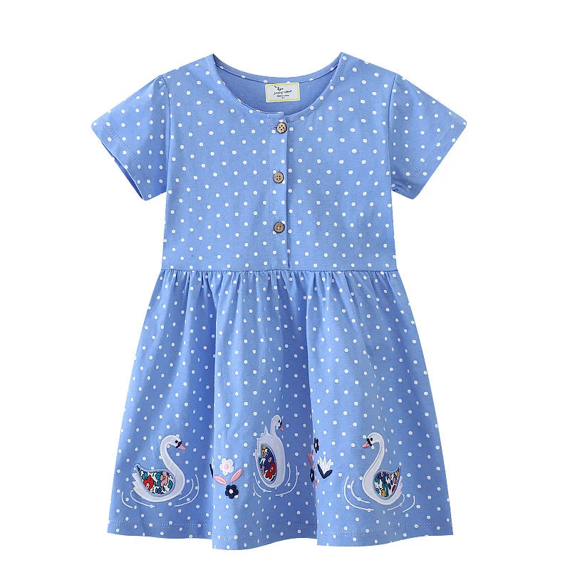 Kids Girls Short Sleeve Mermaid Embroidery Birthday Party Dresses childrensterritory