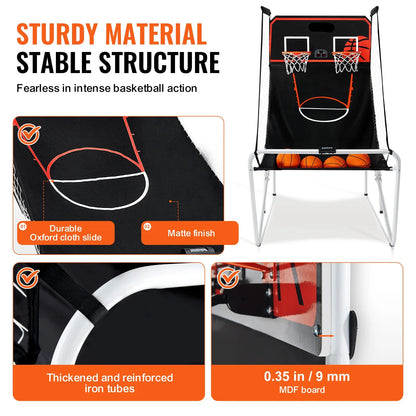Kids Foldable Indoor Basketball Arcade Game w/ 4 Balls 8 Game Modes childrensterritory