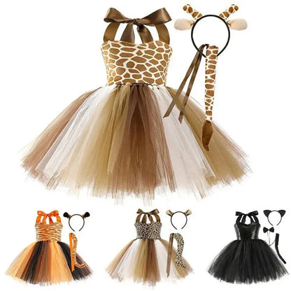 Kids Girls Little Cat Look Tutu Skirt Dresses for School Performance