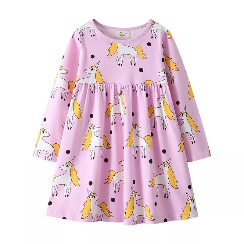 Kids Girls Long Sleeves Printed Princess Dresses childrensterritory