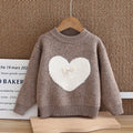 Kids Girls Cute Heart Design Warm High Collar Knitted Sweaters