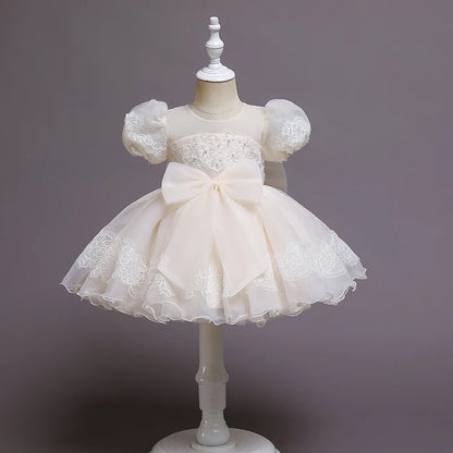 Luxury Knee-Length Puffy Fairy Dress for Little Girls