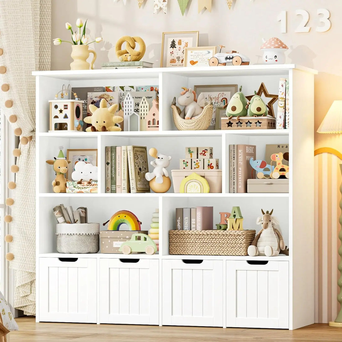 Kids Toy Organization With 4 Removable Drawers and 7 Cubbies