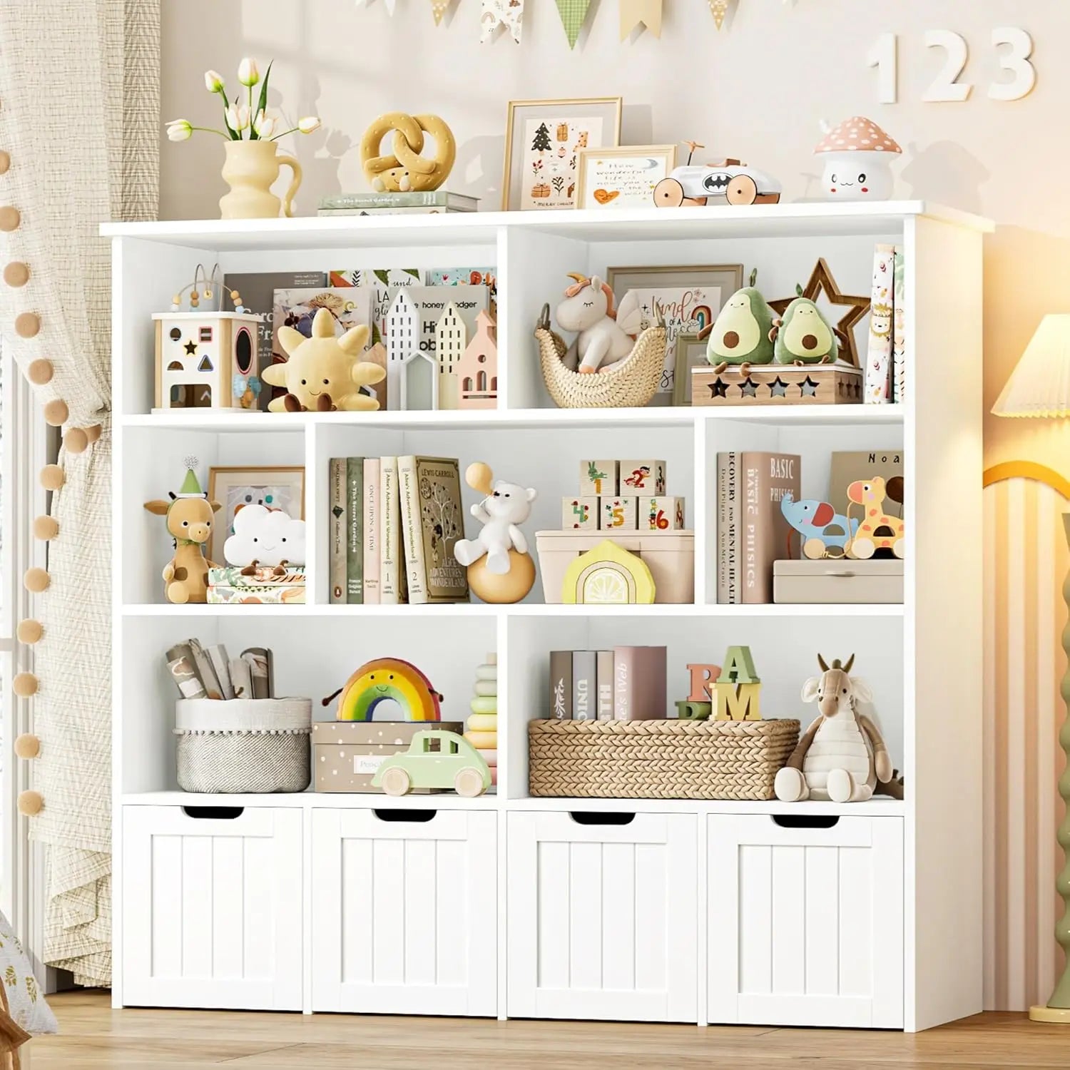 Kids Toy Organization With 4 Removable Drawers and 7 Cubbies