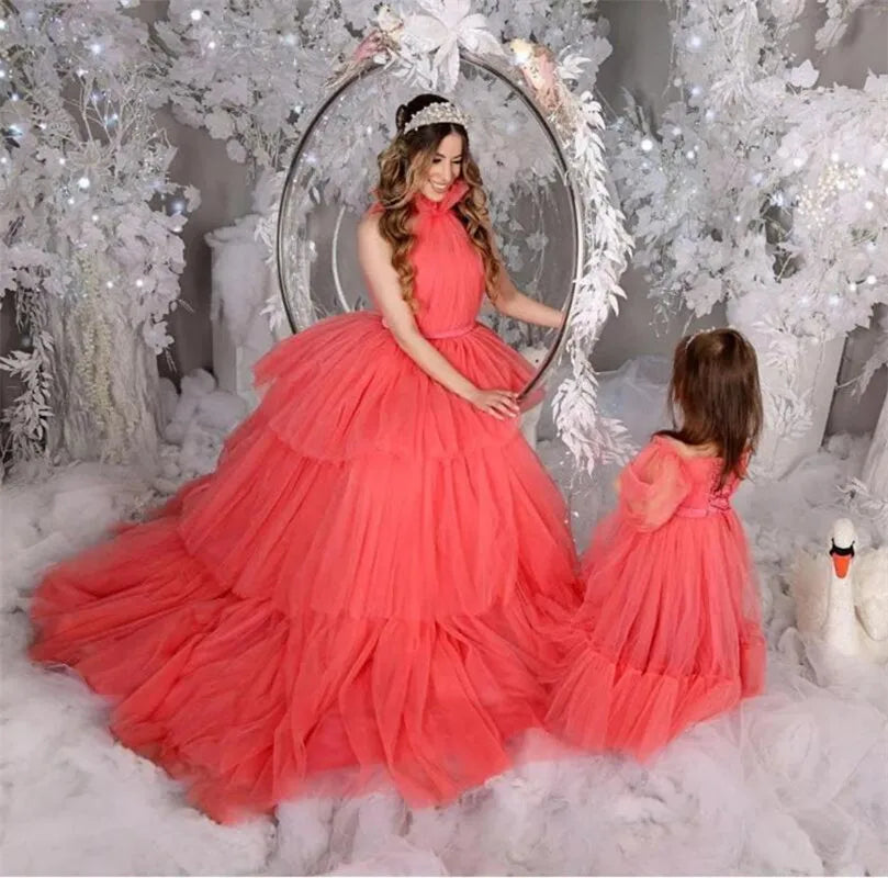 Mother Daughter Matching Puffy Princess Party Gowns childrensterritory