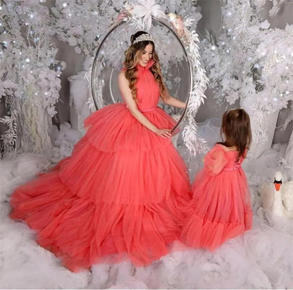 Mother Daughter Matching Puffy Princess Party Gowns childrensterritory