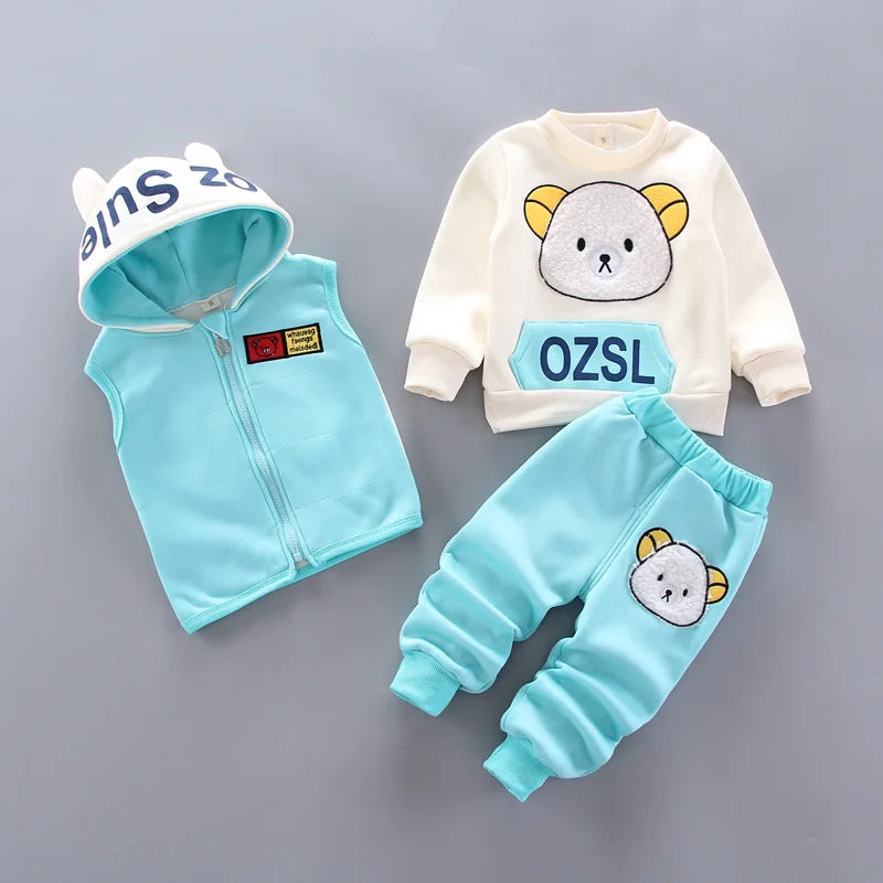 Baby Kids Cartoon Print Warm Clothing Set childrensterritory