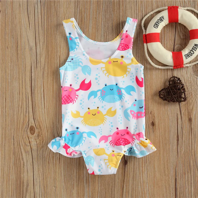 Baby Girls Soft Printed One-Two-piece Swimsuit