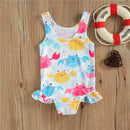 Baby Girls Soft Printed One-Two-piece Swimsuit