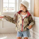Young Girls Floral Pattern Hooded Jacket for All Season childrensterritory