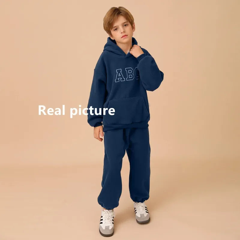 Boys' Long-Sleeved Casual Warm Clothing Set
