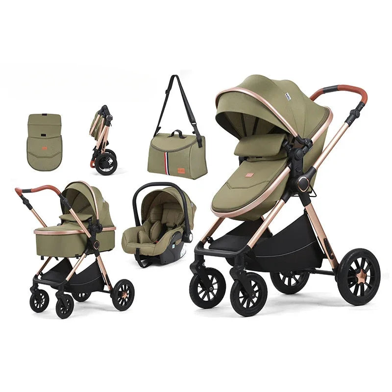 Multifunctional Baby Stroller with Detachable Basket