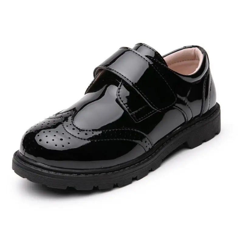 Kids Boys Genuine Leather Flat Classic Black Loafers