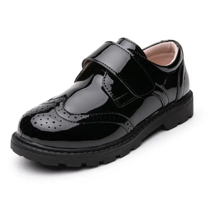 Kids Boys Genuine Leather Flat Classic Black Loafers childrensterritory