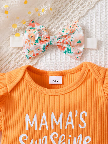 Newborn Baby Girl Three Piece Printed Cotton Outfit Set childrensterritory