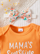 Newborn Baby Girl Three Piece Printed Cotton Outfit Set childrensterritory