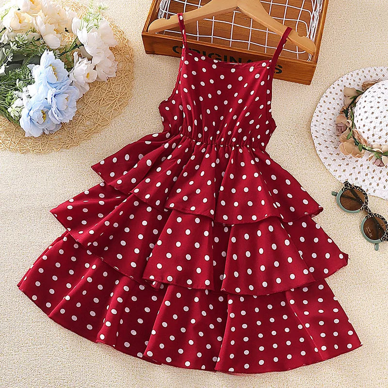 Kids Girls Polka Dot Stylish Summer Holiday Dresses childrensterritory
