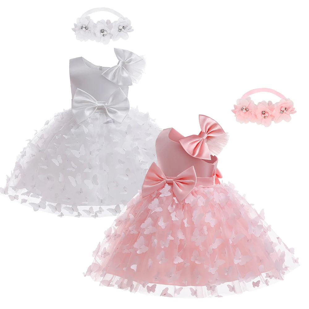 Baby Girl Three-Dimension Butterfly Gown for Baptism/Birthday
