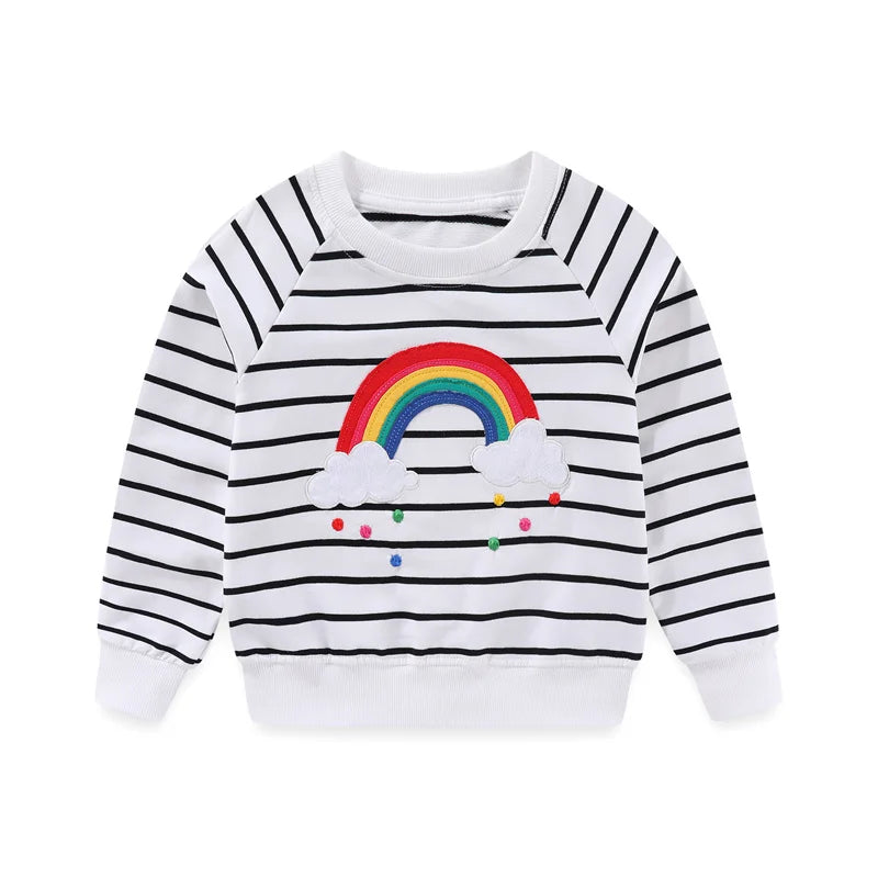 Kids Girls Cartoon Embroidery Long Sleeve Sweatshirts childrensterritory