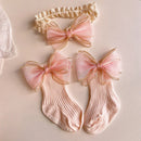 Bow Lace Design Baby Princess Cotton Socks and Headband Set