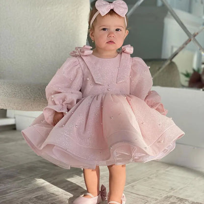 Baby/Kids Girls Pink Shining Pearls Design Ball Gown/Party Dress childrensterritory
